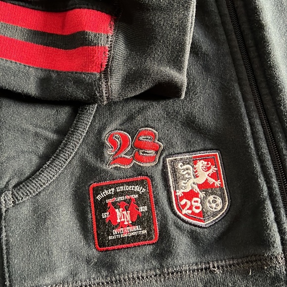 Disney Store Mickey Mouse Full Zip Sports Style Jacket Sz L - Red Stripe Sleeves - Picture 5 of 5